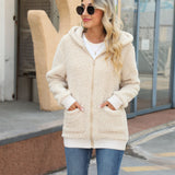 RomiLdi Womens Outerwear Hooded Loose Mid Length Fleece Coat