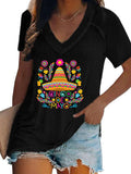 rRomildi Cinco de Mayo Fashion Print Short Sleeve Top