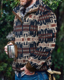 RomiLdi Men's Fleece Sweatshirt Western Retro Aztec Tribal Geometric Pattern Pullover Sweatshirts