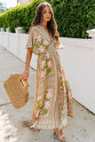 RomiLdi Floral Print V-Neck Maxi Dress Boho Beach Dresses