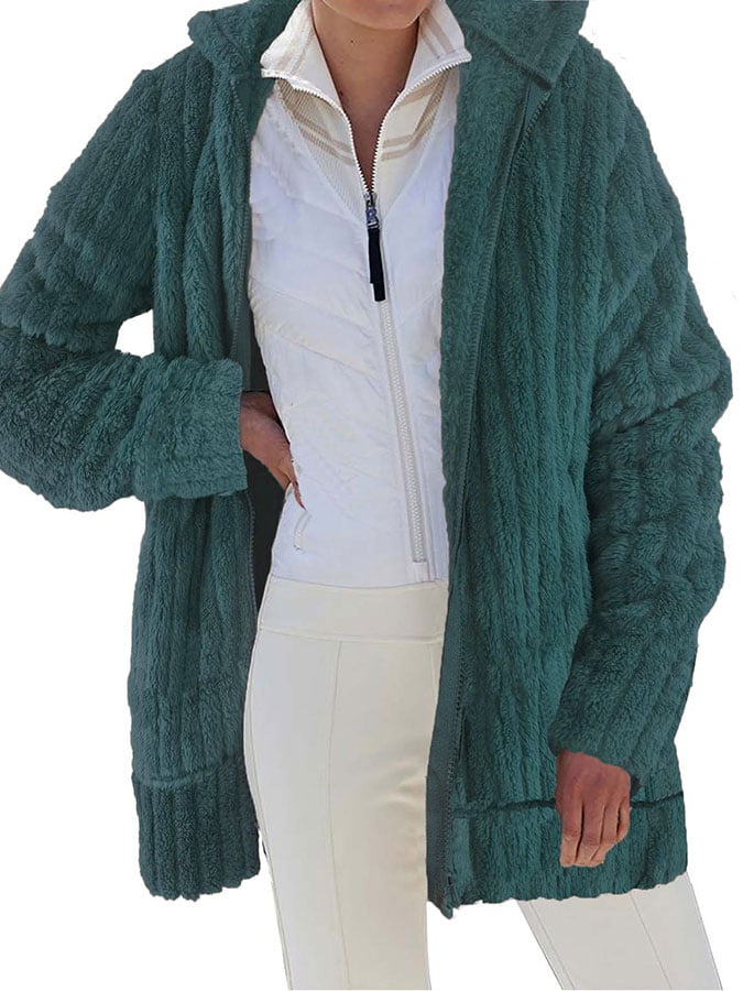 RomiLdi Womens Fleece Coat Warm Plush Solid Hooded Jacket