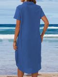 rRomildi Short-sleeved Casual Cotton and Linen Dress
