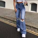 rRomildi Women's Denim Jeans Wide-Leg Ripped Bootcut Jeans Flared Jeans High Street Style