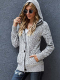 RomiLdi Button Front Speckled Hooded Plus Fleece Coat