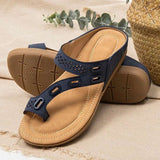 rRomildi Women's Casual Sandals And Slippers With Flat Bottomed Flip Flops And Hollow Buckle Pattern