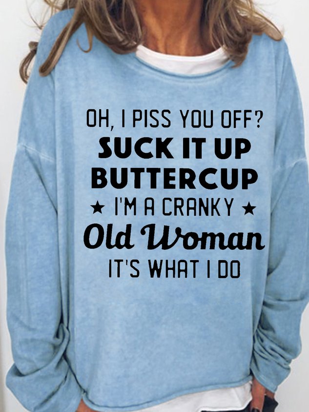 RomiLdi Women's Oh I Piss You Off Funny Letter Crew Neck Casual Sweatshirt