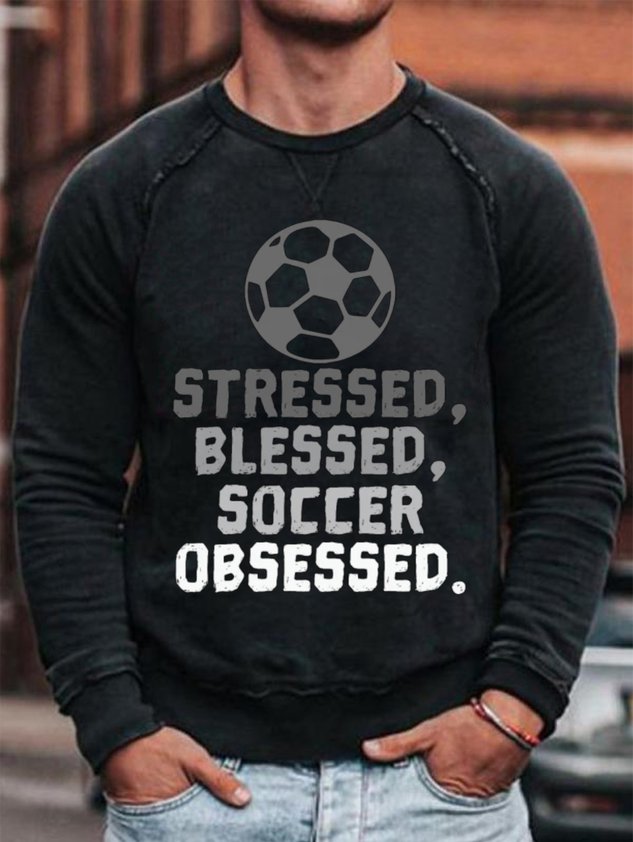 RomiLdi Stressed Blessed Soccer Obsessed Mens Sweatshirt