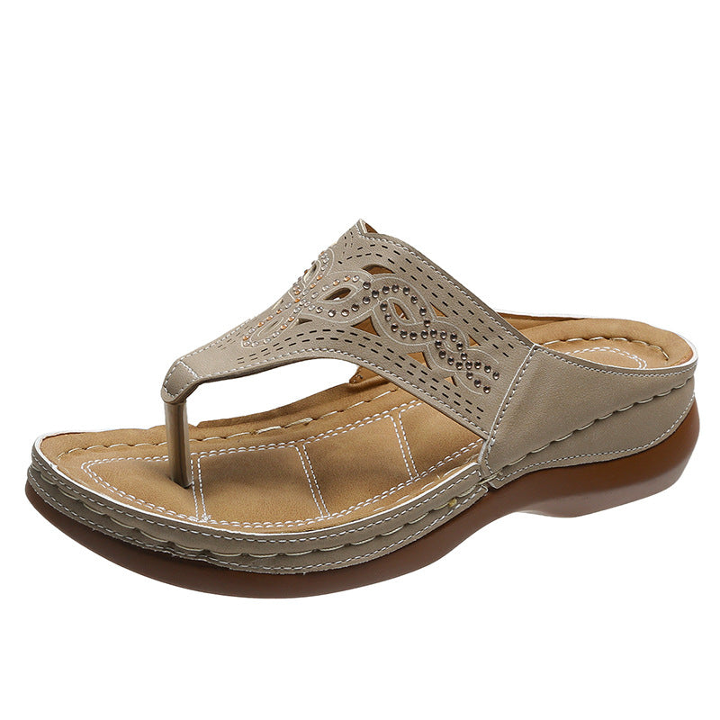 rRomildi Clip Toe Wedge Sandals Women Summer Flip Flops Slippers Beach Shoes