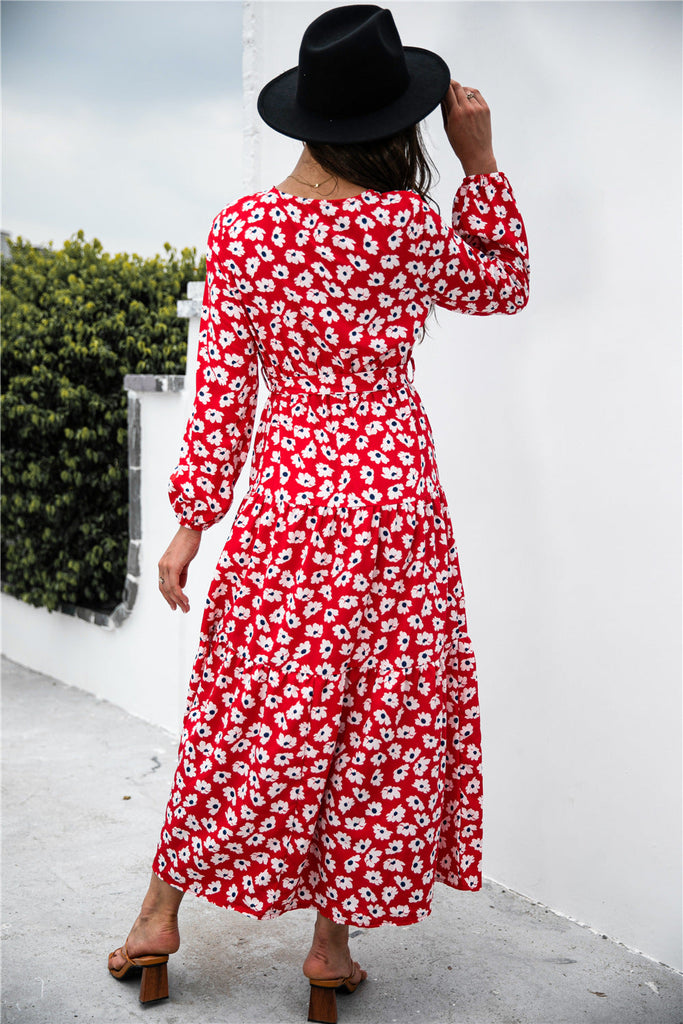 RomiLdi Floral Puff Sleeve Maxi Dress