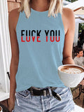 rRomildi Women's F*ck You Love You Print Round Neck Sleeveless Tank Top