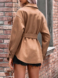 RomiLdi Women's Coats Woolen Strap Button Pocket Coat