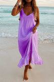 rRomildi Fashion Simplicity Solid Patchwork V Neck Beach Dresses(5 Colors)