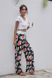 RomiLdi Women's Pant Casual High Waist Loose Pants Stretch Floral Print Wide Leg Pants Yoga Pant