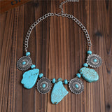 rRomildi Bohemian Style Tribal Turquoise Necklace Constellation Compass Alloy Necklace