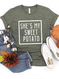 RomiLdi Couple Army Green & Orange She's My Sweet Potato I Yam Matching Cotton T-shirts