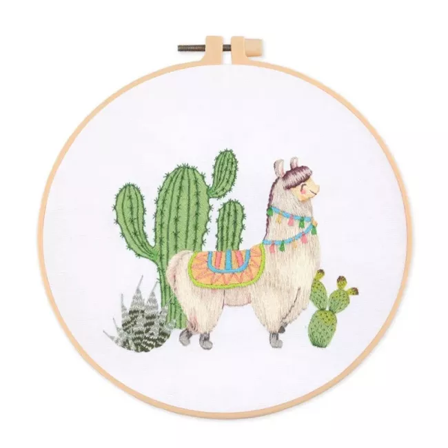 RomiLdi Llama & Cactus DIY Hand Embroidery Kit 20cm