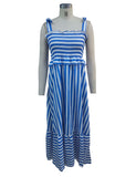 rRomildi Women's Boho Dress U-Neck Strappy Dress Striped Casual Holiday Dresses