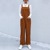 RomiLdi Women Brown Corduroy Jumpsuit