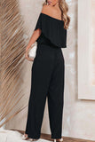 RomiLdi Casual Daily Solid Solid Color Off the Shoulder Regular Jumpsuits