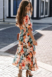 RomiLdi Floral Print V-Neck Maxi Dress Boho Beach Dresses