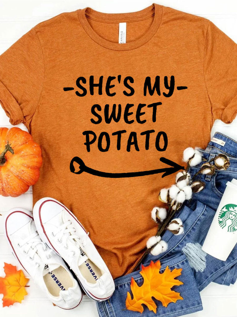 RomiLdi Men & Women Matching Set She's My Sweet Potato I Yam Matching Orange T-shirts