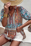 rRomildi Bohemian Floral Short Sleeve Casual Tops