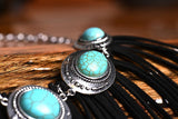 rRomildi Bohemian Style Tribal Turquoise Necklace Tassel Alloy Necklace