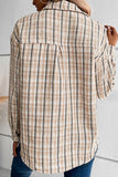 RomiLdi Sweet Elegant Plaid Buttons Turndown Collar Tops Shirt Coat