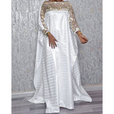 RomiLdi Women's Dress Lace Sequins White Kaftan Robe