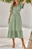rRomildi Sweet Elegant Solid Solid Color V Neck A Line Dresses