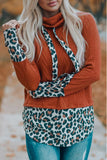 RomiLdi Leopard Patch Cowl Neck Top