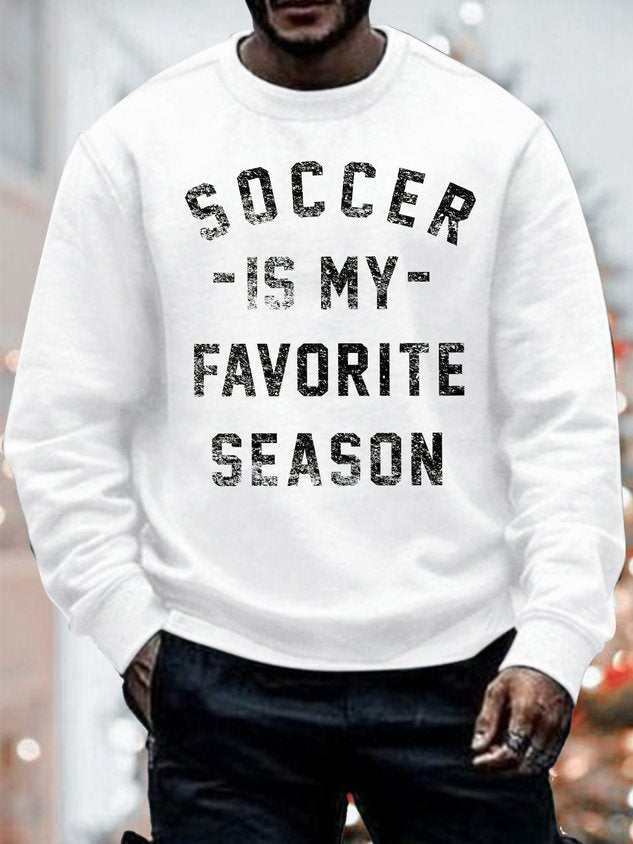 RomiLdi Men's Soccer Is My Favorite Season World Cup 2023 Funny Graphic Print Cotton-Blend Casual Loose Sweatshirt