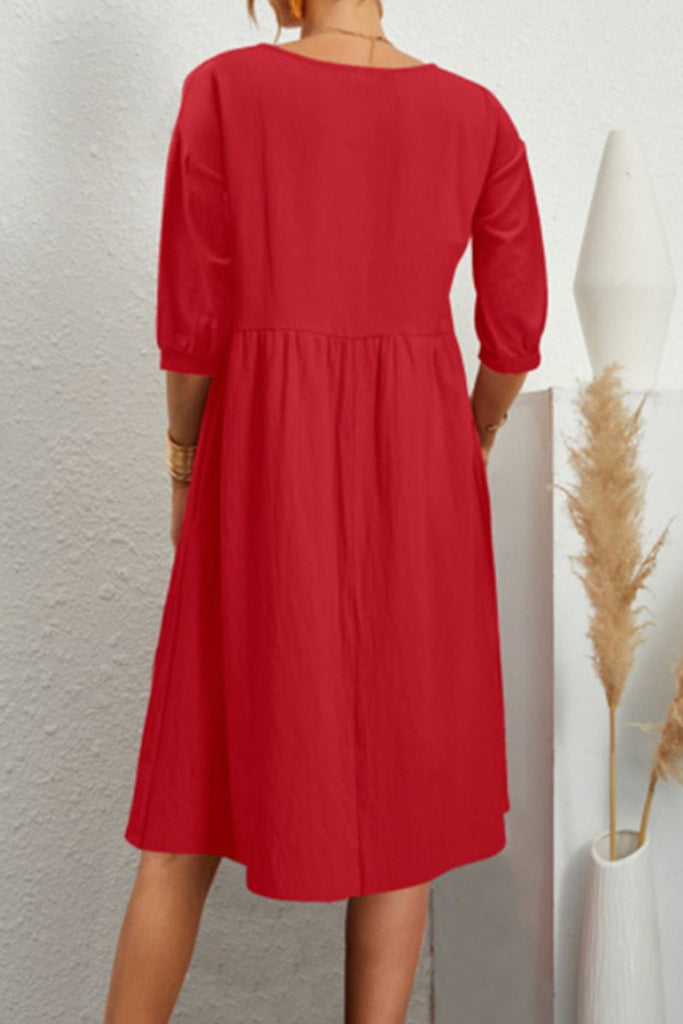 rRomildi Casual Simplicity Solid Solid Color O Neck A Line Dresses