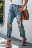 rRomildi Women's Retro Boyfriend Jeans Cotton Pocketed Denim Bottoms