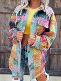 RomiLdi Women's Jackets Tie-Dye Print Lapel Wool Long Sleeve Jackets