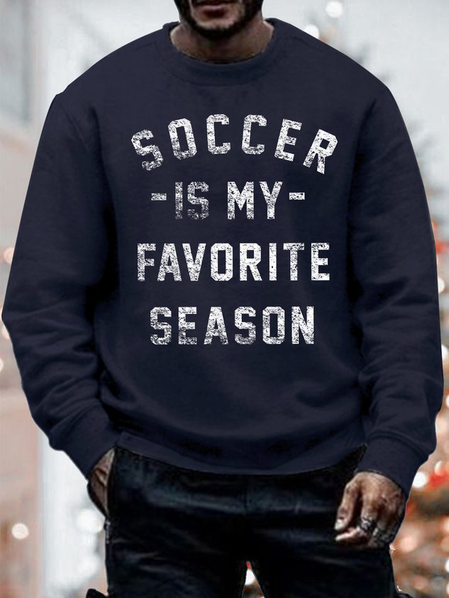 RomiLdi Men's Soccer Is My Favorite Season World Cup 2023 Funny Graphic Print Cotton-Blend Casual Loose Sweatshirt