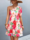 rRomildi Women's Floral Dress One Shoulder Sexy Beach Boho Dress