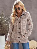 RomiLdi Button Front Speckled Hooded Plus Fleece Coat