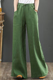 rRomildi Casual Daily Solid Pocket Loose High Waist Wide Leg Solid Color Bottoms