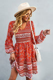 rRomildi Bohemian V-Neck Balloon Sleeve Dress