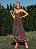 rRomildi Women's Bohemian Dress V-neck Floral Print Dress