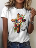 rRomildi Flower Cross Print Short Sleeve T-Shirt