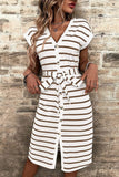 rRomildi Casual Simplicity Striped Frenulum Printed Dresses