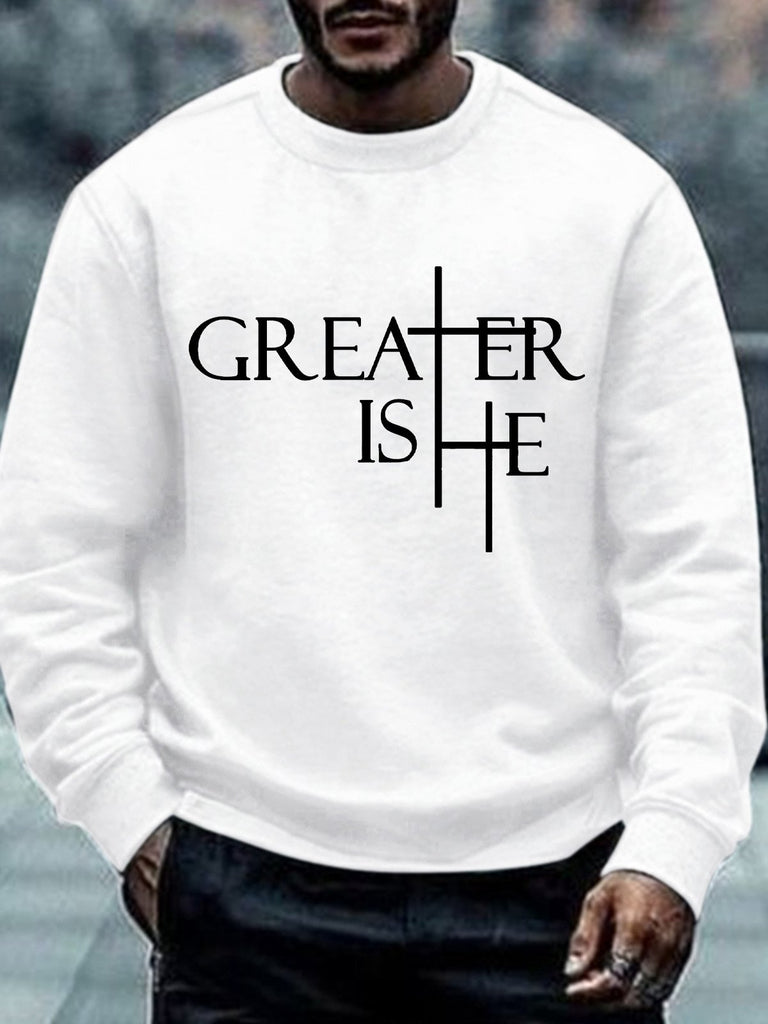 RomiLdi Greater Is He Cross Men's Sweatshirt