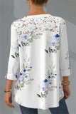 rRomildi Women's Floral Blouse Lace Sleeve V-Neck Elegant Shirt