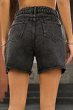 rRomildi Casual Solid Make Old High Waist Straight Denim Shorts