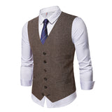 RomiLdi Single-breasted V-neck Vest Men's Suit Solid Color British Style Vest