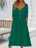 rRomildi Women's Casual Dress Solid Loose Midi Dress