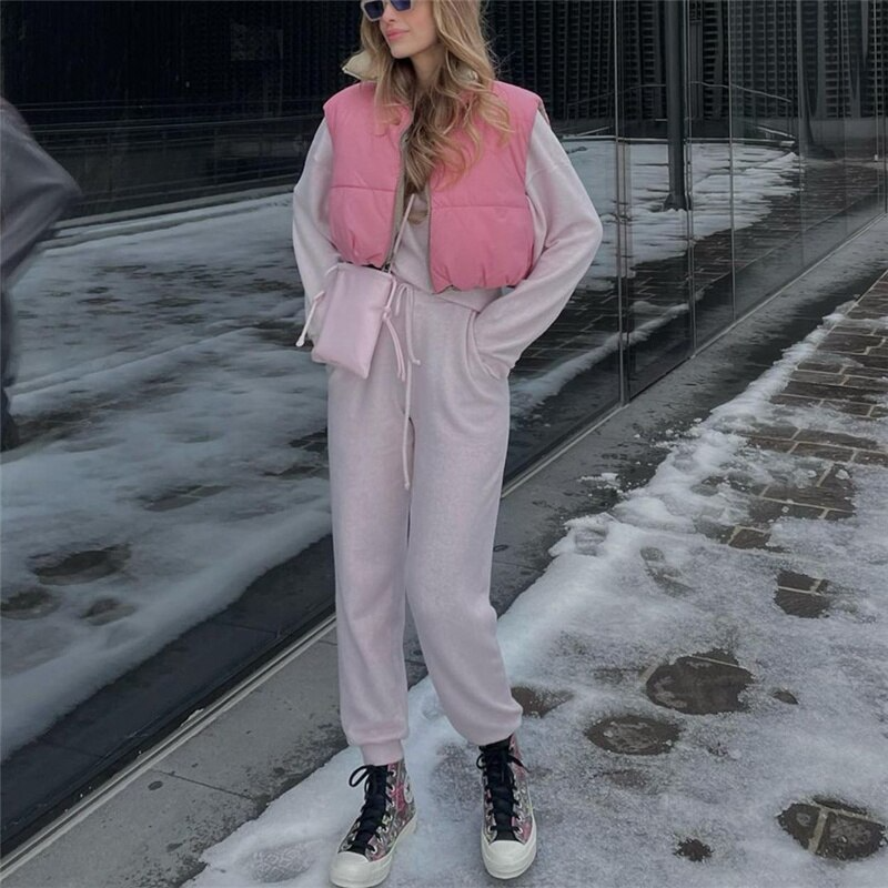 Romildi Casual Woman Pink Light Short Puffer Vest Spring Fashion Ladies Warm Double-Side Outwear Female Streetwear Down Tank