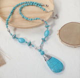 rRomildi Boho Turquoise Long Beaded Necklace For Women Vintage Ethnic Western Style Jewelry